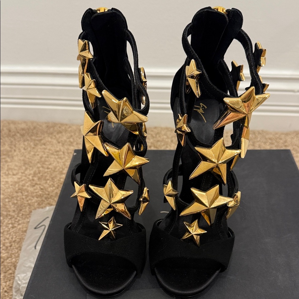 Giuseppe Zanotti Black Suede Star Heels | EU 37 | NEW | Iconic Design - Picture 3 of 12